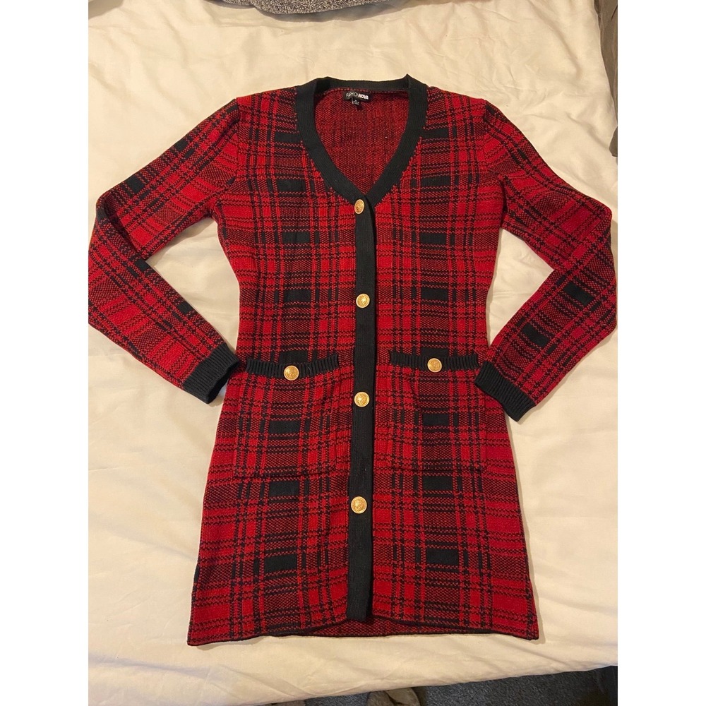 Fashion Nova Red Knit‎ Sweater Dress  Christmas Grandma Core